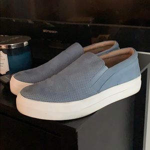 Steve Madden blue suede slip-ons!